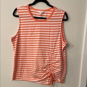 Coral Striped Sleeveless Top